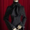 Lolitashow Black Lolita Blouse Bow Slim Fit Cotton Blouse For Women