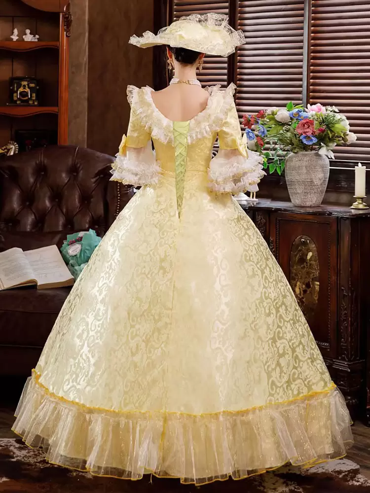 Prom Dress Victorian Dress Costume White Rococo Lace Long Flared Sleeves Tunic Ball Gown Retro Costumes With Bows Halloween - Image 5