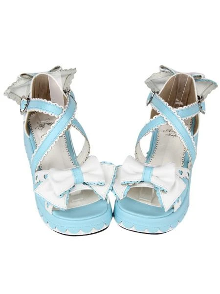 Criss-Cross Bow PU Leather Lolita Sandals - Image 16