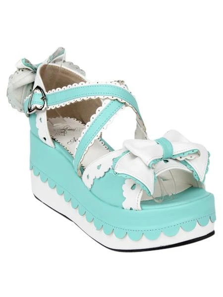 Criss-Cross Bow PU Leather Lolita Sandals - Image 13