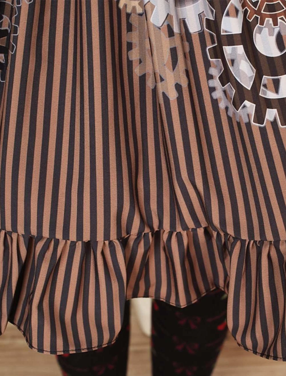 Lolitashow Sweet Lolita Skirt Black And White Gear Steampunk SK Lolita Skirt - Image 4