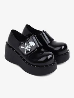 Academic Lolita Shoes Black Round Toe PU Leather Lolita Shoes
