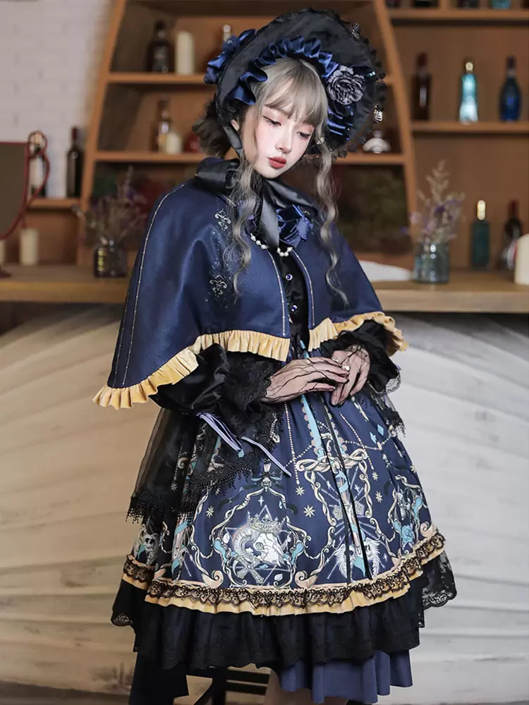 Classical Lolita OP Dress 4-Pieces Set Black Bows Lace God Redemption Dark Lolita One Piece Dresses - Image 2