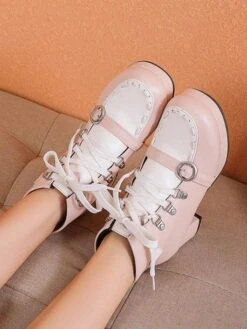Sweet Lolita Boots Round Toe PU Leather Lolita Footwear