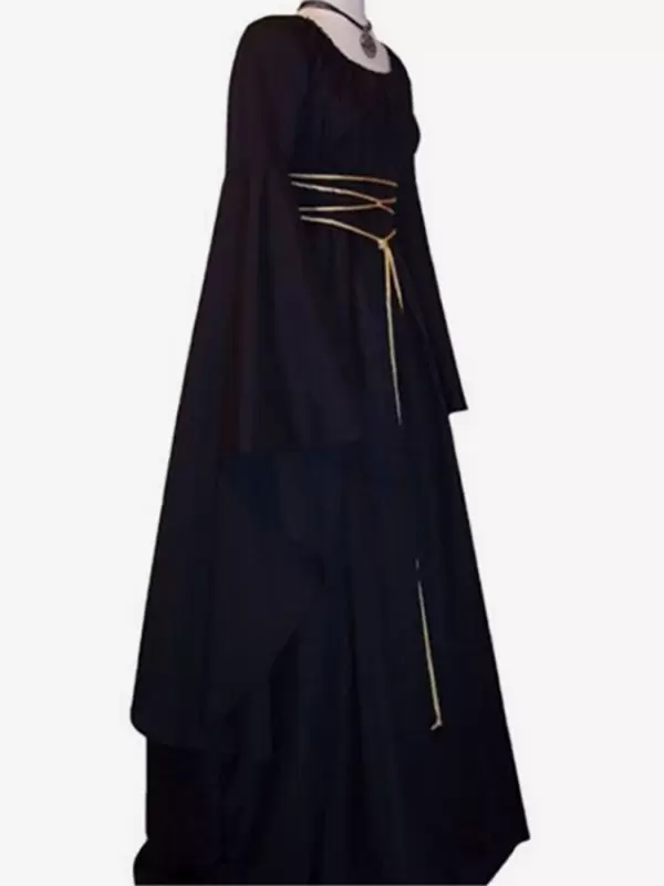 Black Vintage Costume Gothic Long Sleeves Maxi Dress For Women's Dress Carnival - Image 2