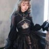 Gothic Lolita Blouses Black Lolita Top Long Sleeves Lace Lolita Shirt