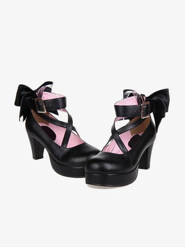 Sweet Platform Heels Lolita Shoes Ankle Straps Round Toe - Image 2