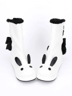 Sweet Lolita Boots Bunny Ears Round Toe PU Leather Lolita Cutie Platform Shoes