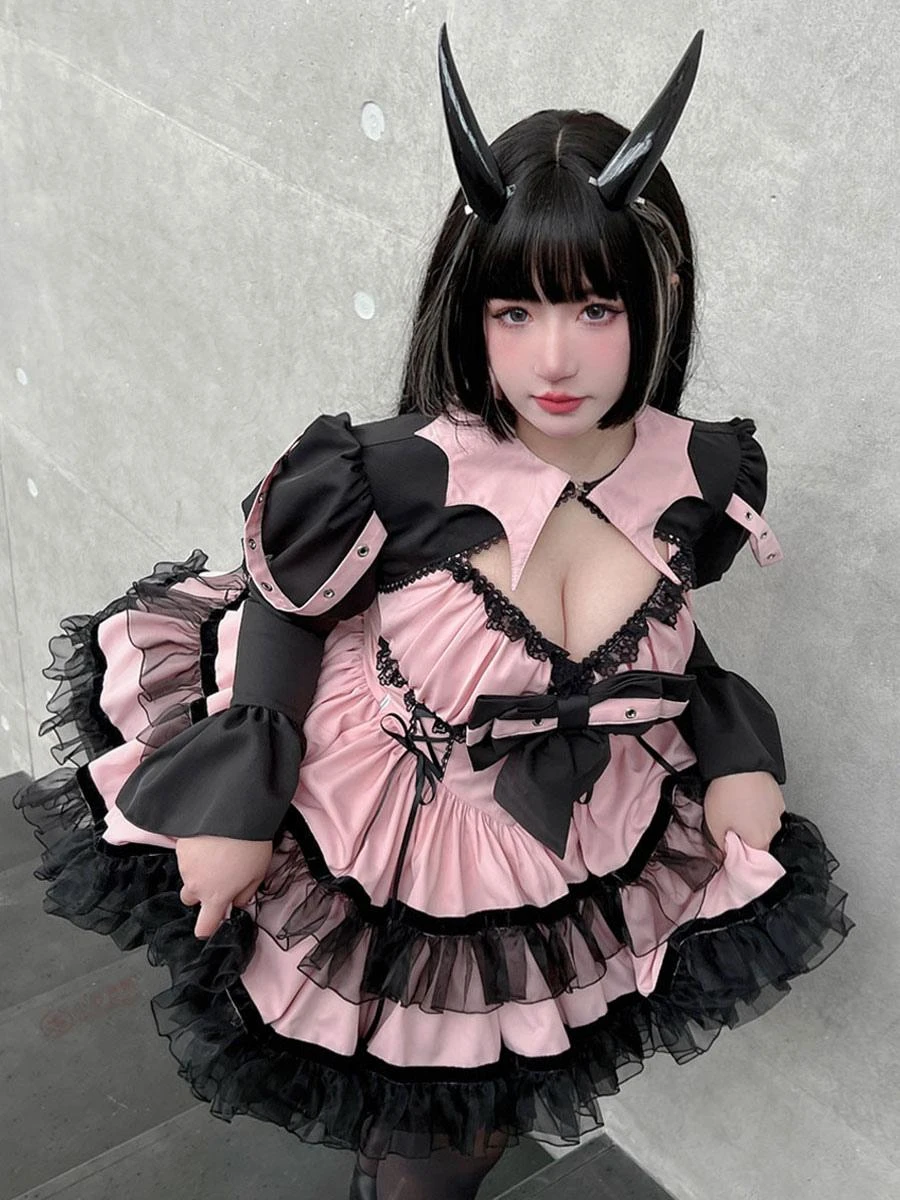 Gothic Lolita Dresses Lace Up Lace Pink Red - Image 8