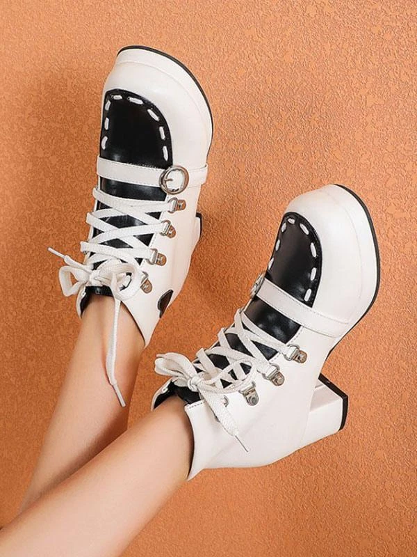 Sweet Lolita Boots Round Toe PU Leather Lolita Footwear - Image 8