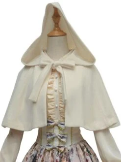 Classic Lolita Poncho White Synthetic Fall Lolita Outwears
