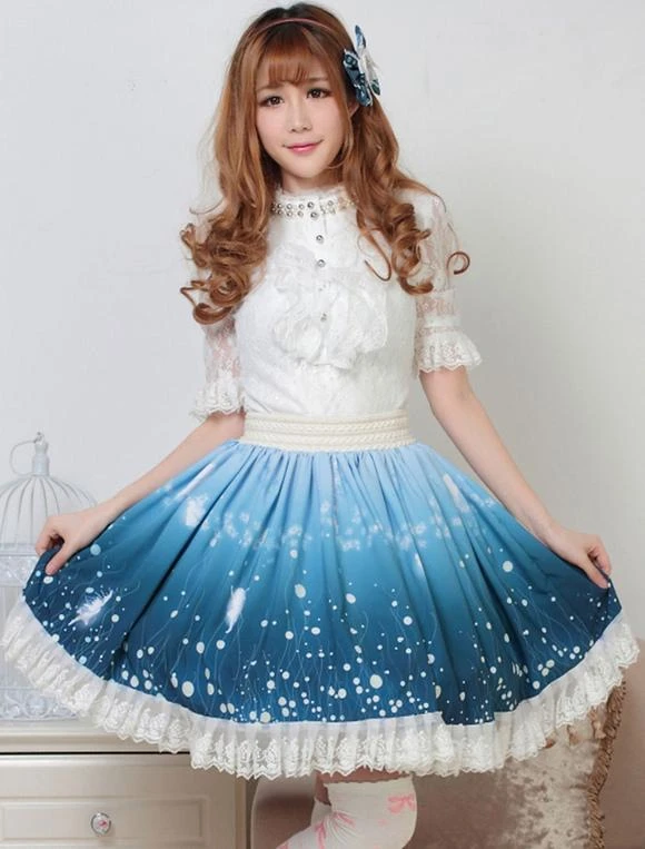 Lolitashow Sweet Lolita Skirt Wizard Of The Night Kawaii Lolita SK Lolita Skirt