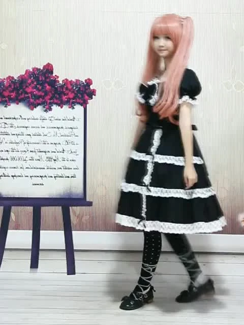 Lolitashow Cotton Black Lace Bow Short Sleeves Gothic Lolita Dress - Image 8