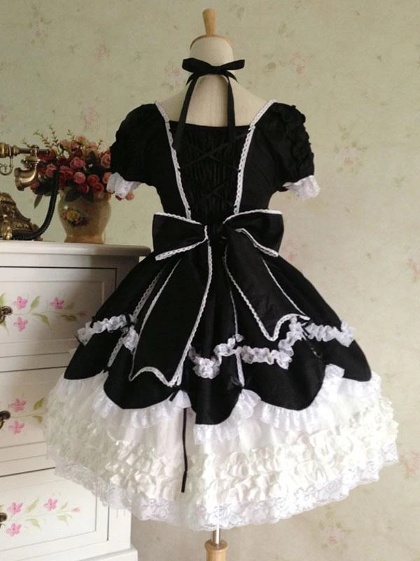 Rococo Lolita Dress JSK Lace Ruffles Bow Decor Pleated Cotton Lolita Jumper Skirt - Image 8