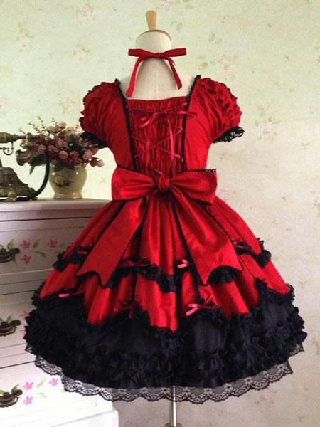 Rococo Lolita Dress JSK Lace Ruffles Bow Decor Pleated Cotton Lolita Jumper Skirt - Image 3