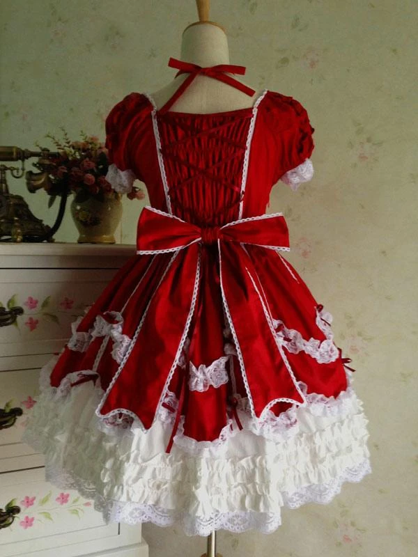 Rococo Lolita Dress JSK Lace Ruffles Bow Decor Pleated Cotton Lolita Jumper Skirt - Image 10