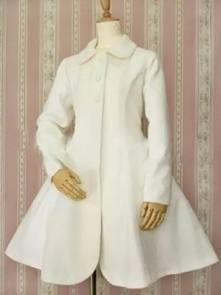 Gothic Lolita Overcoat Bows A Line White Lolita Coat With Detachable Fur And Cape - Image 5