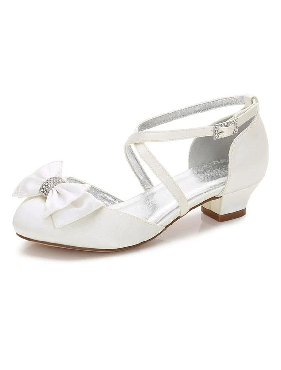 Women's Bow Cross Strap Wedding Pumps Low Heel - Image 2