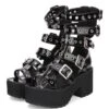 Gothic Lolita Sandal Grommet Buckle Platform Chunky Heel PU Black Lolita Shoes