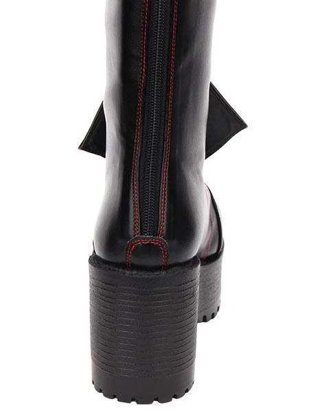 Gothic Lolita Boots Grommet Cross Lace Up Buckle Platform Chunky High Heel Black Lolita Shoes - Image 7