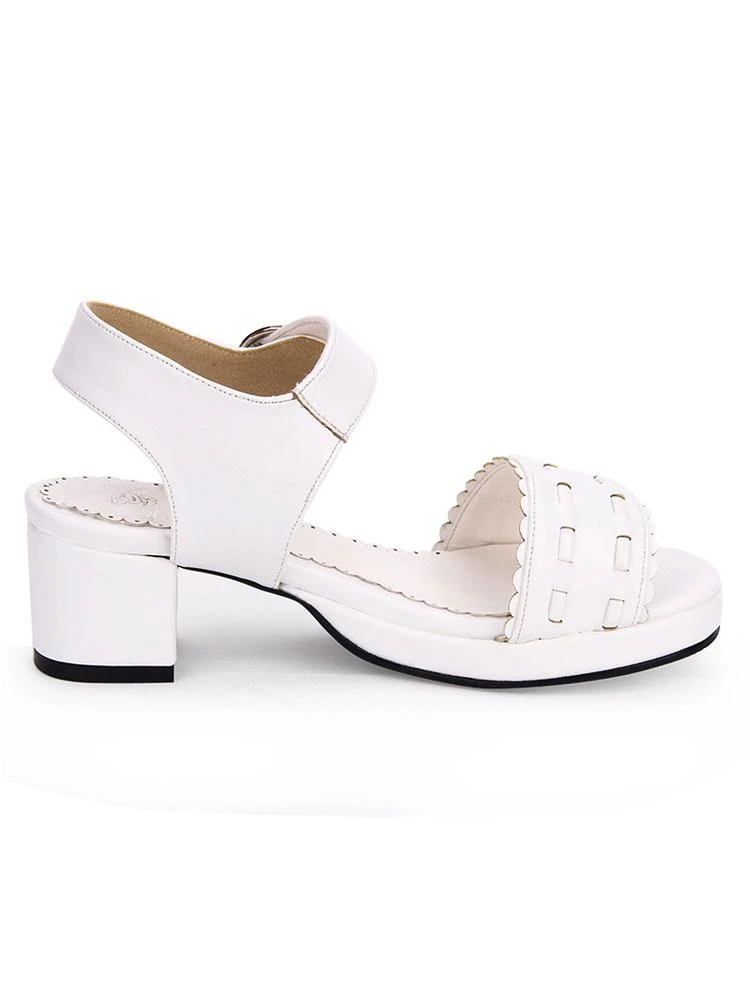Sweet Lolita Sandals Patterned Strappy PU White Lolita Shoes - Image 6