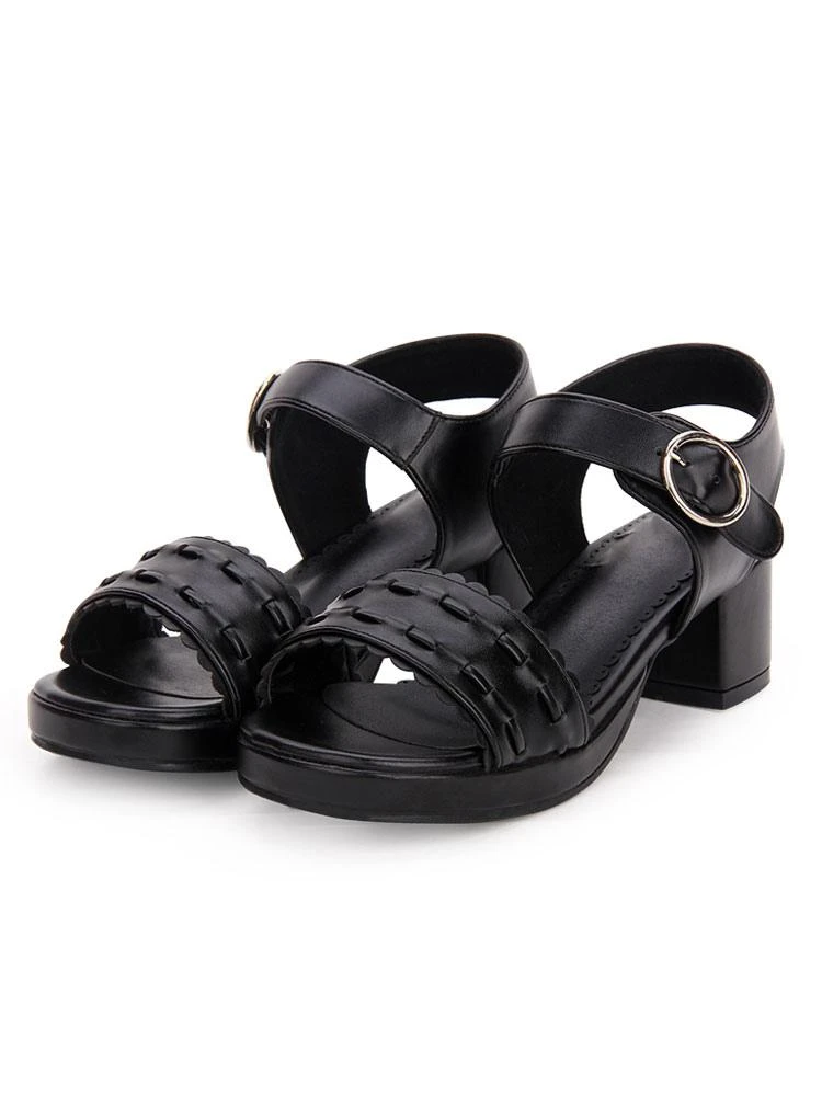 Sweet Lolita Sandals Patterned Strappy PU White Lolita Shoes - Image 2