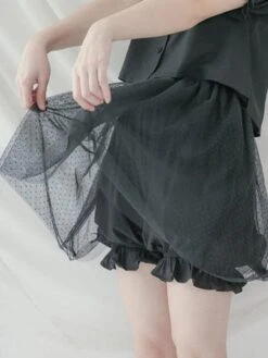 Classic Lolita Bloomer Tulle Polka Dot Cotton Black Lolita Shorts