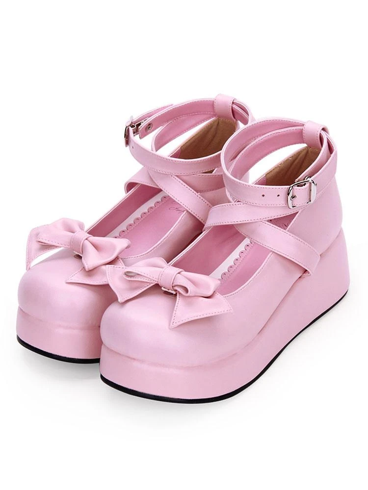 Sweet Lolita Pumps Bow Strappy Platform White Lolita Shoes - Image 5