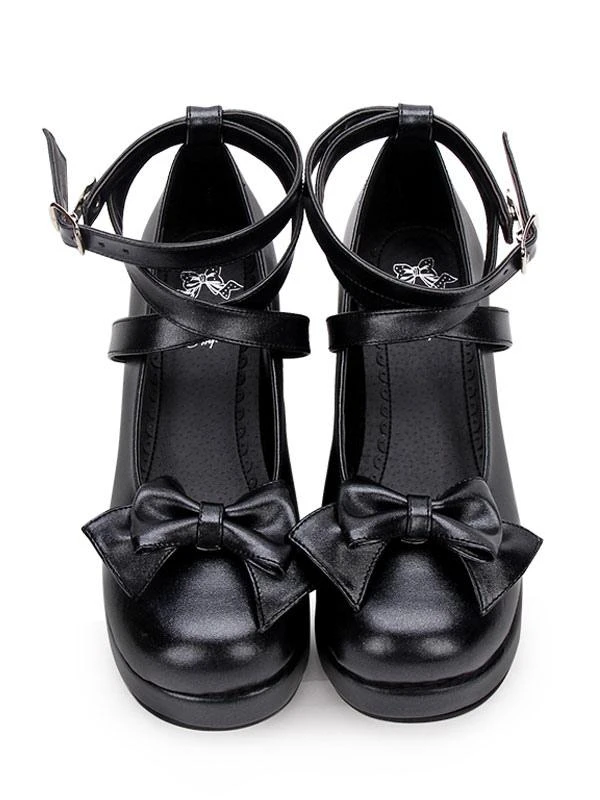 Sweet Lolita Pumps Bow Strappy Platform White Lolita Shoes - Image 2