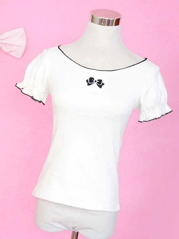 Classic Lolita Outfit Cherry Embroidered Bow Ruffle Two Tone Lolita JSK With Top - Image 3