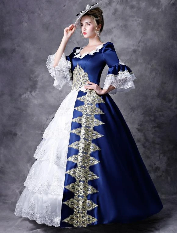 Victorian Dress Costume Women's Red Women's Baroque Masquerade Ball Gowns Royal Half Sleeves Round Neckline With Hat Victorian Era Clothing Retro Costume Carnival - Image 4