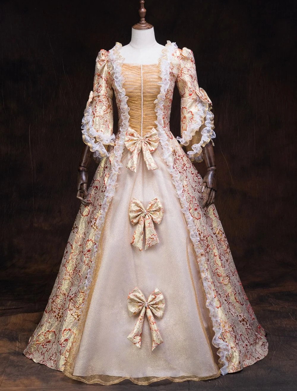 Victorian Dress Costume Women's Red Baroque Masquerade Ball Gowns Ruffles Trumpet Half Sleeves Dress - Image 2