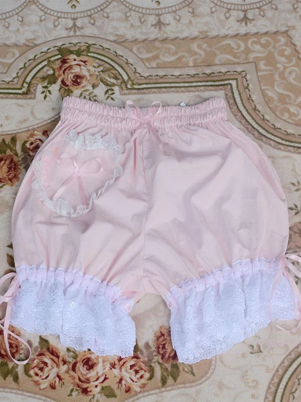 Sweet Lolita Bloomers Lace Bows Loose Leg White Lolita Shorts - Image 2