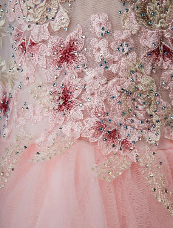 Wedding Flower Girl Dress Formal Lace Floral Tulle Knee Length Dresses For Kids - Image 6