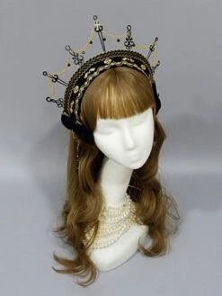 Gothic Lolita Headdress Crown Black Metal Chains Lolita Hair Accessories