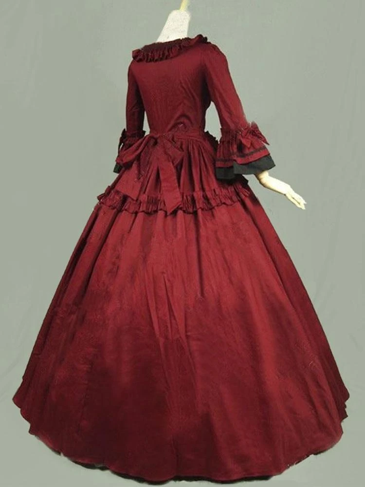 Victorian Retro Costumes Women's Rococo Retro Costumes Ruffles Bow Marie Antoinette Victorian Era Style Clothing Costume Vintage Clothing - Image 6