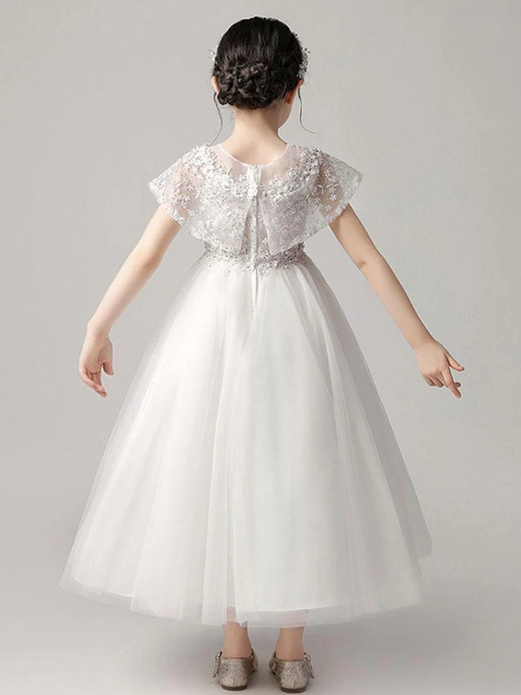 Flower Girl Dresses Jewel Neck Tulle Sleeveless Ankle Length Princess Silhouette Embroidered Kids Party Dresses - Image 2