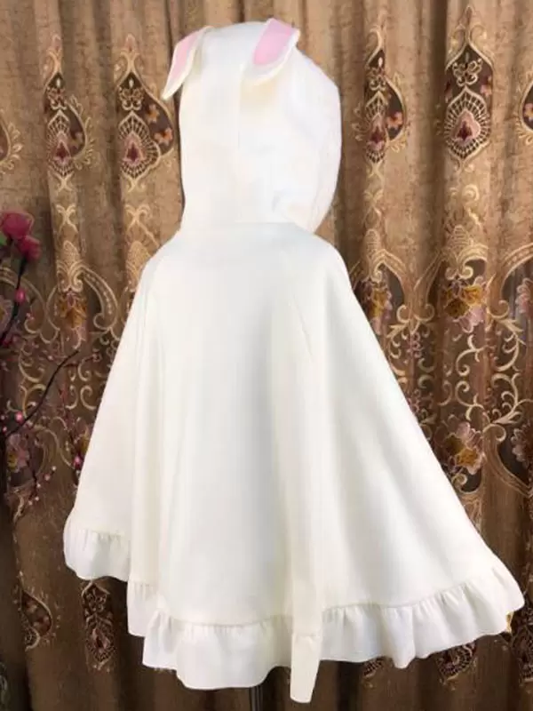 Sweet Lolita Poncho White Synthetic Piping Winter Lolita Outwears - Image 4