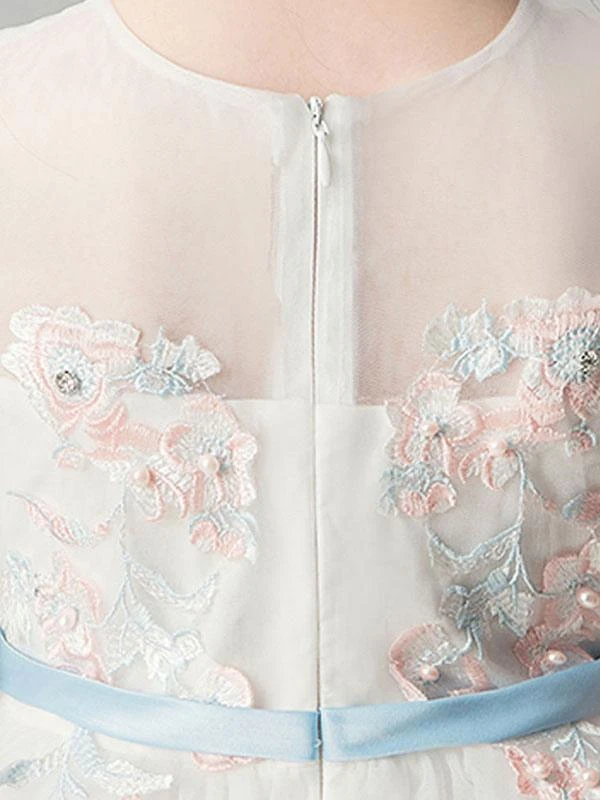 Flower Girl Dresses Jewel Neck Sleeveless Bows Kids Party Dresses - Image 4