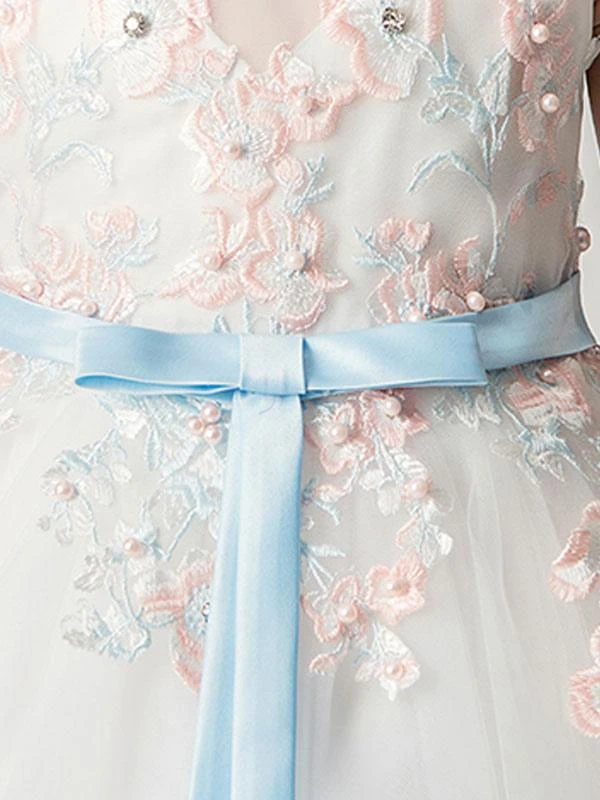 Flower Girl Dresses Jewel Neck Sleeveless Bows Kids Party Dresses - Image 5