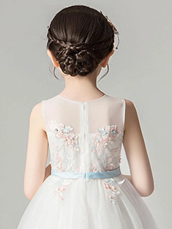 Flower Girl Dresses Jewel Neck Sleeveless Bows Kids Party Dresses - Image 3