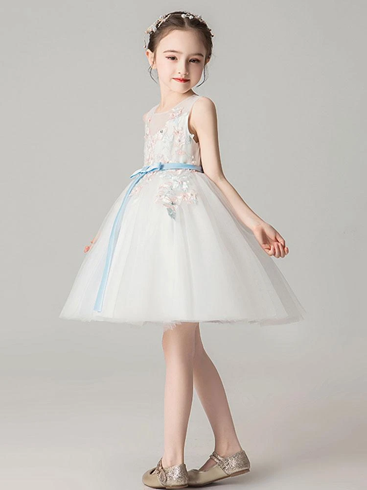 Flower Girl Dresses Jewel Neck Sleeveless Bows Kids Party Dresses - Image 2