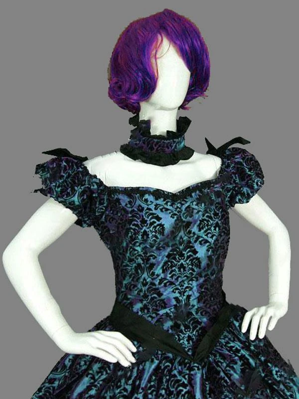 Victorian Dress Costumes Prom Dress Blue Marie Antoinette Short Sleeves Ball Gown Victorian Era Style Set Masquerade Vintage Dress - Image 2