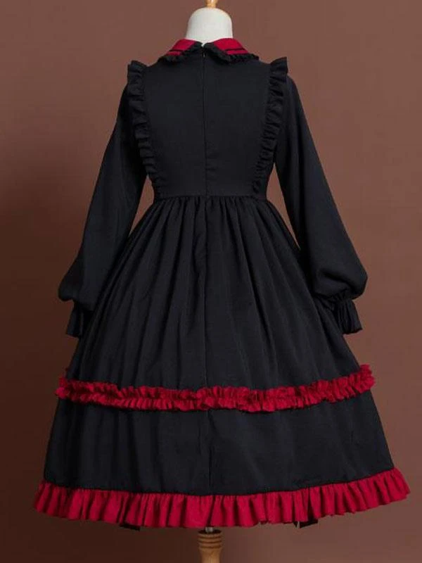 Classic Lolita OP Dress Bow Ruffles Two Tone Lolita One Piece Dresses - Image 3