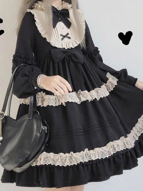 Classic Lolita OP Dress Ruffles Bow Lace Lolita One Piece Dresses - Image 3
