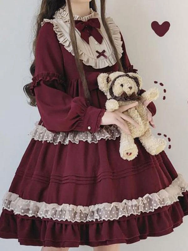 Classic Lolita OP Dress Ruffles Bow Lace Lolita One Piece Dresses - Image 4