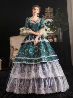 Victorian Dress Costumes Prom Dress Rococo Retro Costumes Women's Lace Ruffle Jacquard Marie Antoinette Costume Masquerade Ball Gown