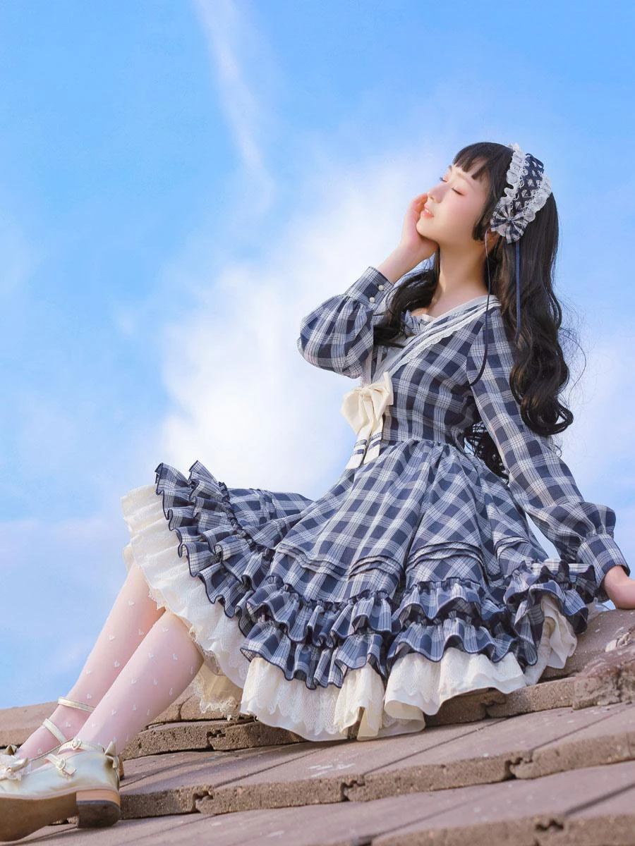 Sailor Classic Lolita OP Dress Strawberry Witch Plaid Bows Lolita One Piece Dresses - Image 8