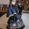Classical Lolita OP Dress 4-Pieces Set Black Bows Lace God Redemption Dark Lolita One Piece Dresses