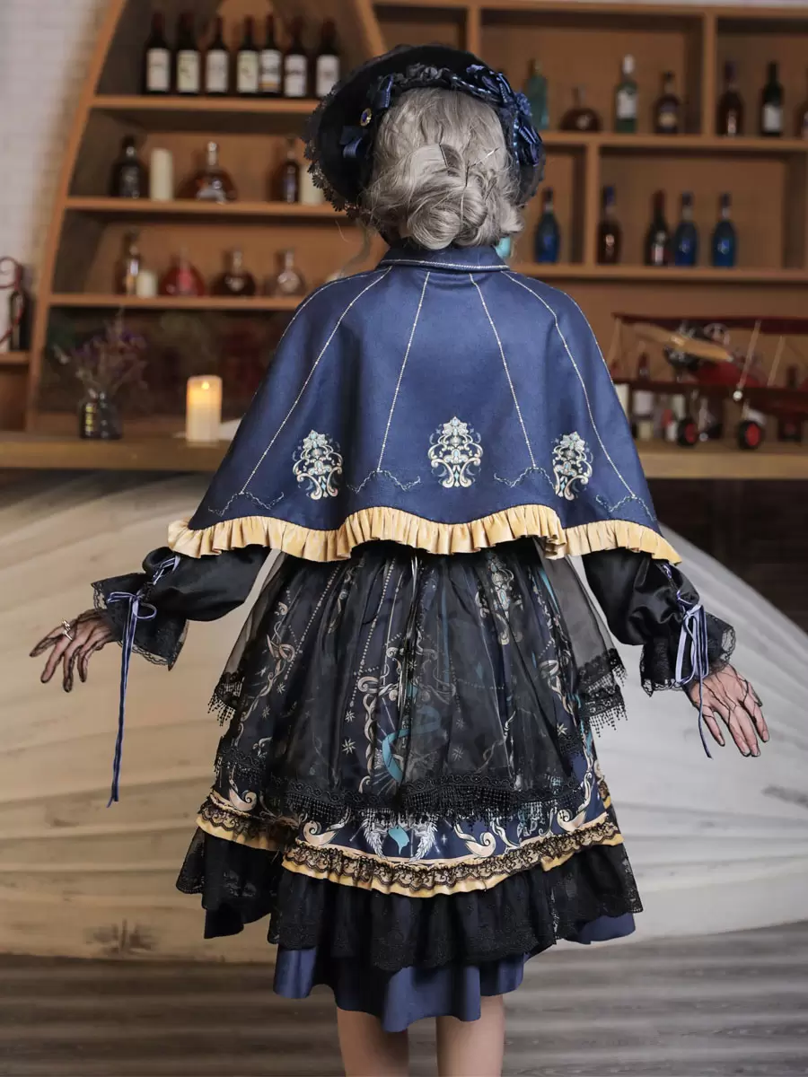 Classical Lolita OP Dress 4-Pieces Set Black Bows Lace God Redemption Dark Lolita One Piece Dresses - Image 5